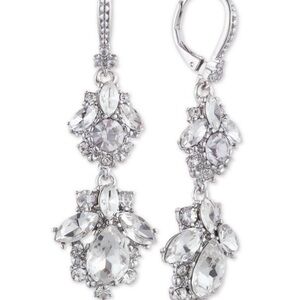 Marchesa Silver Crystal Floral Earrings